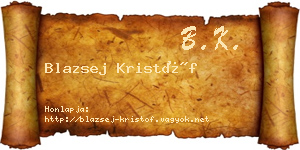 Blazsej Kristóf névjegykártya